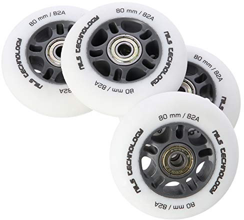 Nils Extreme PESPORT Roller Blade Räder mit Lager ABEC9-4er- Pack Indoor-/Outdoor-Rollschuh-Räder – 82A – 84x24 Matt-Weiß