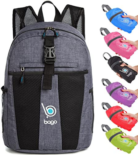Bago Leichter Rucksack für Wanderrucksack für Damen und Herren, 25 l Reise-Tagesrucksack, faltbarer Wander-Tagesrucksack, ultraleicht, für Camping, Outdoor-Sport, verstaubarer Rucksack für Reisen
