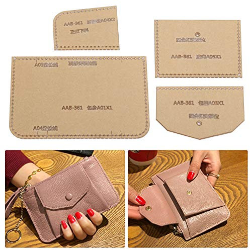 4Pcs Leder Vorlage für Lederarbeiten, Acryl Brieftasche Vorlage Schablone Vorlage Zeichnungen Set Leder Hand Craft DIY Tool
