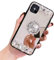 Shinyzone Miroir Coque pour iPhone 13 6.1 Pouce,360 Degrés Rotatif Anneau Blanc Brillant Diamant 3D Strass Paillettes Bling Gemme Arrière Silicone Souple pour iPhone 13 6.1 Pouce