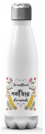 SB04 Bouteille isotherme Meilleure Maîtresse du Monde personnalisée avec le prénom de votre choix