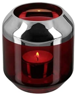 SMILLA/Vase,Teelichthhalter,Glas,rot/H.9cm,D.9cm