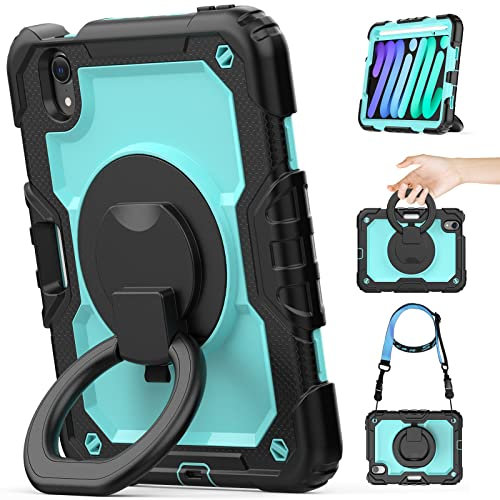 Case for iPad Mini 6th Generation 8.3 inch, iPad Mini 6 Case, Timecity Case for iPad Mini 6th with Handle Kickstand Screen Protector Pencil Shoulder Strap, Cover for iPad Mini 6 2021 - Light Blue