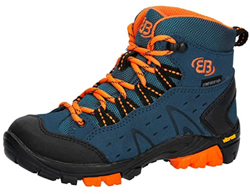 Brütting Mount Bona High Kids Trekking-& Wanderstiefel, Petrol/orange, 36 EU