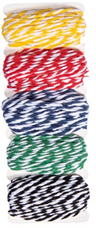 Rayher Assortiment de Ficelle de boulanger, multicolore, 5 pces., 5X 4m, 100% polyester, Ø 2mm, lavable, arts créatifs, décorations, cadeaux-55951999