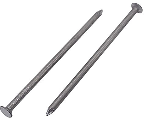 Paquete de 50 clavos de acero al carbono de 3 x 80 mm, cabeza redonda plana, clavos de alambre comunes multiusos, carpintería (50, 3 x 80 mm)