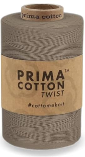 fuwi Prima Cotton Twist Baumwollgarn 0,8 mm - Mattes Häkel- & Strickgarn aus 100% Baumwolle, nicht mercerisiert - Für Spitzen, Tischdecken, Traumfänger & Weben, 1000 Meter (0424 - dunkles Beige)