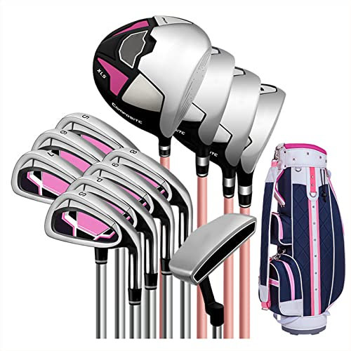 Komplettes Golfschläger-Paket für Damen, 12-teilig, beinhaltet Driver, Fairway, Hybrid, Eisen, Putter, Standtasche, Rechtshänder