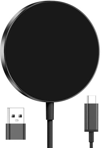 Mag-Safe Ladegerät, Induktives Ladestation Kompatibel mit iPhone 16 15 14 13 12 Pro Max Plus Mini, Magnetic Wireless Charger Pad for Air-Pods 4 Pro 3 2 -Schlank