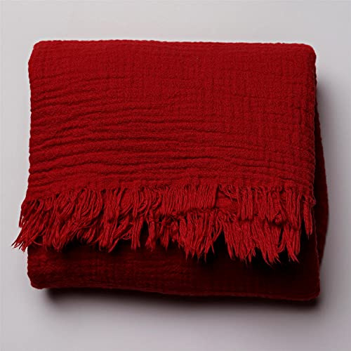 Püskül - Extra Weiches Musselin Handtücher Erwachsene - Qualität 100% Türkische Baumwolle Sauna Hamam Tuch für Damen und Herren - 85 X 170 cm (Rot, 1)