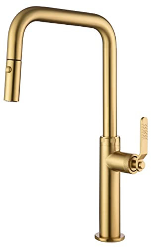 IMEX - Grifo de cocina monomando extraíble con difusor doble jet - Color Oro Cepillado - Serie Niza GCE027/OC