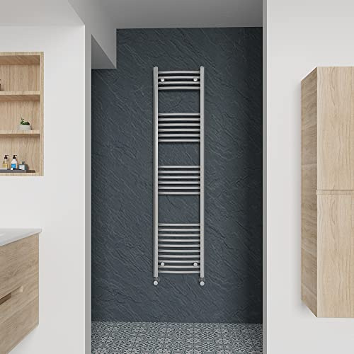 Warmehaus Curved Heated Towel Rail Chrome Radiator 1600x400mm | Contemporary Bathroom Ladder Style Radiator, Central Heating, Wall Mounted Towel Warmer, Durable Finish