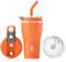 Ideus Tumbler with Lid and Straw | 14 oz | Double Wall Stainless Steel Insulated Coffee Tumbler | Perfect for Hot or Iced Coffee | Gifts for Girls Women Men | Fresh Orange