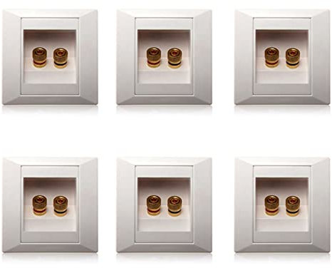 6X Wall Socket Connection Port with 2 Jack Speaker White