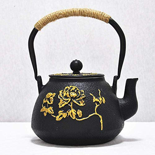 ANIFM Cast Iron Teapot Stovetop Kettles Cast Iron Pot Uncoated Cast Iron Pot Cast Iron Pot，Large Capacity Teapot Comfortable anniversary