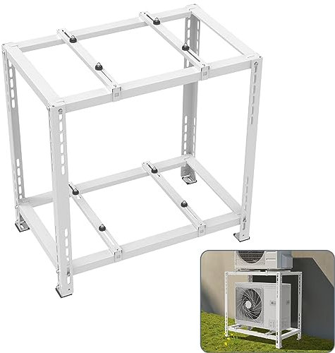 Flamorrow Soporte de suelo mini dividido de doble nivel, soporte de tierra resistente para mini split de 9,000 a 18,000 BTU, soporte de condensador para aire acondicionado mini split sin conductos y
