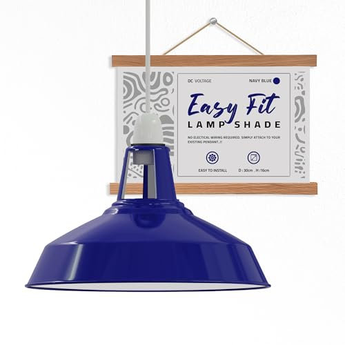 Moderne Retro-Lampenschirme aus Metall, einfache Montage-Lampenschirme, für industrielle Hängeleuchten, Schlafzimmer, Küche, Badezimmer, antiker Lampenschirm (Navy blau)