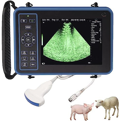 GEJLELDS Pregnancy Ultrasound Machine 3.5Mhz Veterinary B Ultrasound Scanner Convex Probe Sheep Dog Cat Pig 8 Color Chart 256 FPS Video Recording with Heart Rate Monitor