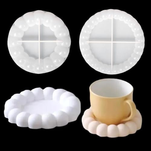 2 Stück Silikonform Untersetzer Bubble Epoxidharz Formen Untersetzer Resin Silikon Tablett Untersetze Gießform DIY Runde Beton Gießform Schale Silikonformen Teller für Teetablett Schmuckteller