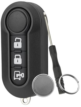 3-Knopf Remote Key Fall Shell Abdeckung für FIAT Grande Punto, Evo, Lancia Y, Delta Musa Schlüsselgehäuse mit Schraubendreher Schlüsselring mit CR2032 Batteri（Weißes drucken-Knopf）