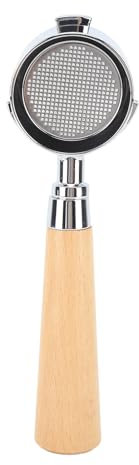 Tyenaza 51 mm Bodenloser Siebträger, Aluminiumlegierung und Holz, 3 Ohren, für Kaffeemaschine (Holzfarbe)