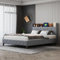 Merax Bett 160x200cm mit USB-Buchse, Polsterbett mit Handy-Aufbewahrung-stasche, für Erwachsene & Jugend, Bettrahmen mit Kopfteil mit Stauraum, Kardamom-Samt, Grau (Ohne Matratze)