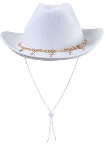 LUOFANG Cowboyhut mit breiter Krempe, Ritterhut für Junggesellinnenabschied, Musikfestival, vielseitig einsetzbar für Club, Bühne, Bar, Foto-Requisiten