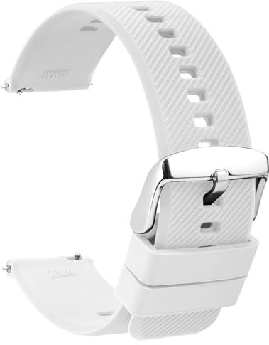 TStrap Silicone Watch Straps 18mm - Quick Release Watch Bands Soft Rubber White - Waterproof Military Watch Strap for Men Women - for Smartwatches Straps Replacement