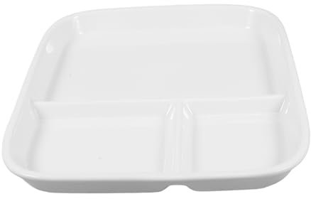 Ciieeo Assiette Porcelaine Avec Compartiments Plat Carré Céramique Pour Déjeuner Steak Et Desserts Vaisselle Pour Maison Et Restaurants Blanc
