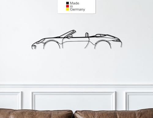 for Porsche 911 model 991 Cabriolet, Metall Wandbild, Wanddeko, Auto Silhouette (Größe: 100 cm (39))