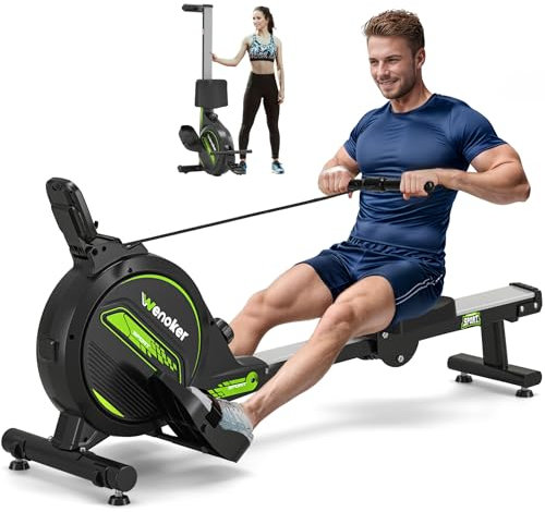 Wenoker Rudergerät mit Magnet-Fitnesstrainer, Rudergerät für Zuhause 16 Stufen Widerstand, Indoor-Gerät für das Home-Gym, Cardio-Trainingsgerät, 160 kg Kapazität mit LCD-Monitor