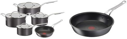 Tefal Jamie Oliver Cook's Classics 5 Pieces Non-Stick Pots & Pans Set,24cm Frying Pan,18cm Saucepan & Jamie Oliver Cook’s Classics Frying Pan, 28cm, Non-Stick, Oven-Safe, Induction