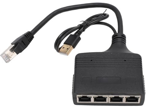 Ethernet-Splitter, Internet-Splitter, Ethernet-Splitter, 1 in 4 Out, RJ45-Schnittstelle, 1000 Mbit/s, Vergoldeter Pin, Sicheres, Stabiles Signal, LAN-Splitter für Switch-TV-PC