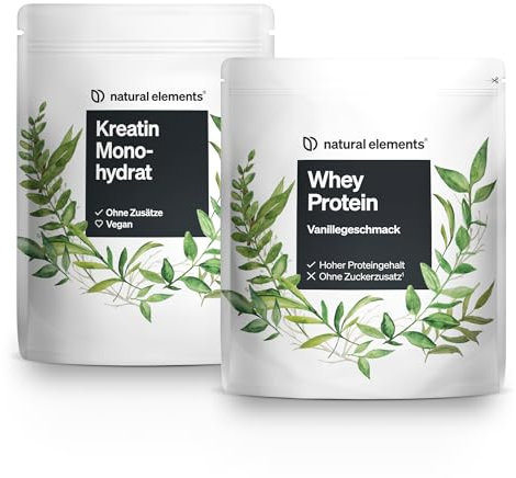 Kraftsport Basic Set – Whey Protein Vanille 24g Protein pro Portion – Kreatin Monohydrat 500g ultrafeines Pulver – hochdosiert, für deinen Muskelaufbau – in Deutschland produziert & laborgeprüft