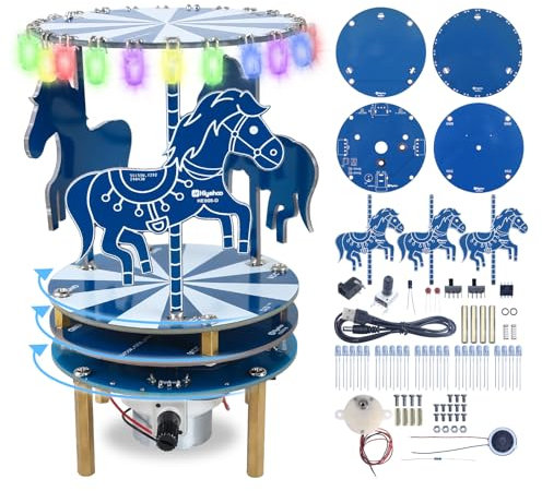 Karussell DIY Lötübungsset, BANRIA RGB LED Musikbox Bausatz mit 3 Melodien, Elektronik Löten Projekt für Anfänger, STEM Lernspielzeug für Kinder und Jugendliche, ideales Weihnachten Geschenk