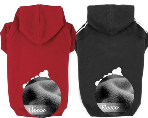 OWBB® 2 Stück Mittlerer Hund Kapuzenpullis Set, Hunde Hoodie warm,Bekleidung Fleece Sweater Hundepullover Baumwolljacke Shirt von XXL bis 9XL（Schwarz+Rot/5XL