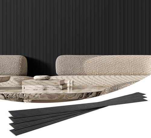 VEVOR Wood Slat Acoustic Panels, 8 PCS 96 x 6 inch, WPC Accent Wooden Wall Panels for Modern Interior Wall, Faux Wood Wall Board Panels for Stylish Decor and Noise Reduction, Matte Black