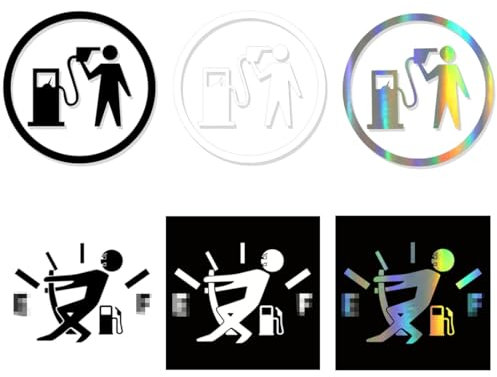 6 Stück instagram aufkleber auto, Auto Aufkleber perfekt auf den Tankdeckel, aufkleber auto, Tank Trouble Zeiger Tank Sprit Fun - Autoaufkleber Sticker Reflektierende Lustige Gasanzeige Aufkleber