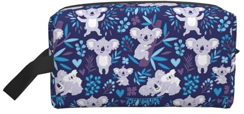 Jolie trousse de toilette de voyage avec imprimé koala, grande capacité, trousse de toilette pour femme et homme, blanc, Taille unique