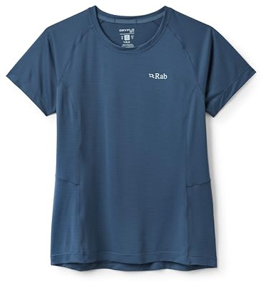 Rab Women’s Sonic Tee - Lightweight Breathable Short-Sleeve T-Shirt for Trail Running & Trekking - Tempest Blue - 10