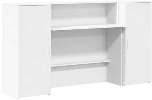 vidaXL Empfangstheke Weiß 180x50x103,5 cm Holzwerkstoff, Empfangstresen, Salon Empfangstheke, Kassentheke, Empfangstisch, Büro Empfangstheke