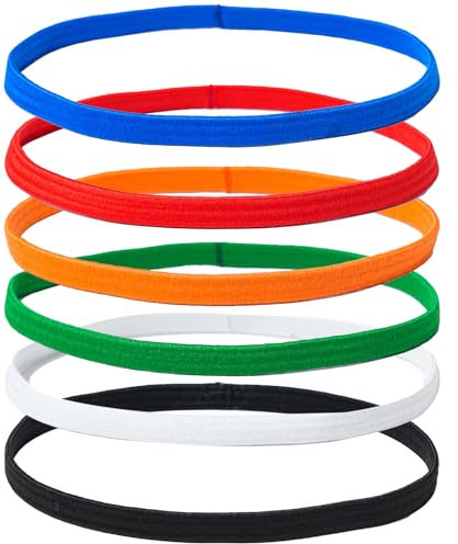 WOLMIK Fasce elastiche per capelli, 6 pezzi, fasce sportive elastiche per bambini, fascia sportiva sottile, fascia per capelli sportiva antiscivolo, fascia per capelli da calcio, mini fascia sportiva