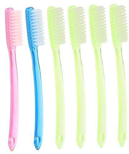 Superharte Zahnbürste für Erwachsene 6 Stück-pack, Große Ausführung | Nylonborsten, Kunststoffgriff mit Anti Rutsch Design, für Tägliche Mundpflege und Reisen