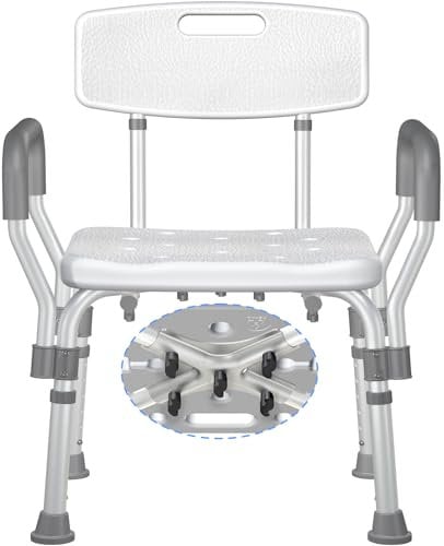 KingPavonini Duschstuhl für senioren mit Armlehne/Rückenlehne, 400lbs, Höhenverstellbarer Duschhocker für Badewannen, verstärkter Schutz, Verstärkte Sicherheit für Erwachsene und Behinderten-Bad