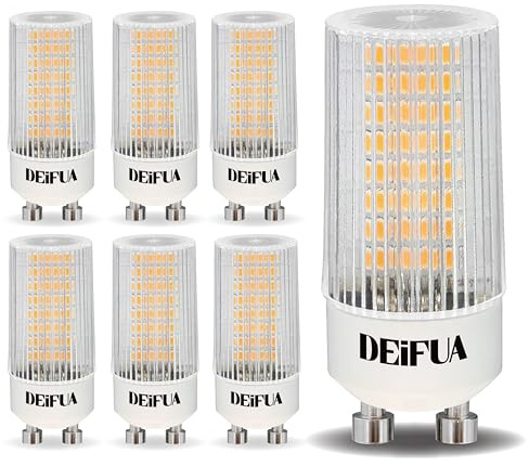 DEIFUA GU10 LED Mais Lampe Warmweiss 3000K 3.5W 385lm, Ersetzt 50W Halogen | 6er Pack, Nicht Dimmbar T22 Zylinder Form lampen, Flimmerfrei, Abstrahlwinkel 360° Birnen, 230V AC