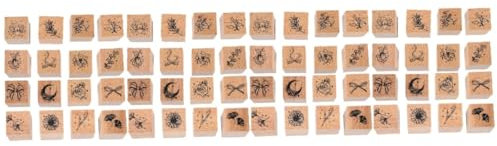 OSALADI 4 Sätze Kinderstempel Basteln Pads Dekorativ Hoch Blumen Handwerk Briefmarken Selber Machen Stempel Für Diy-karten Kleine Holzstempel Hölzern Chocolate 16 Stück * 4