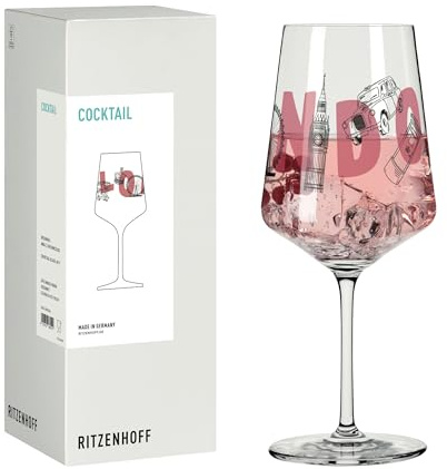 RITZENHOFF 8096006 Cocktail-Glas 500 ml, Serie Entdecker, mit London Schriftzug, Rot, Schwarz - Made in Germany