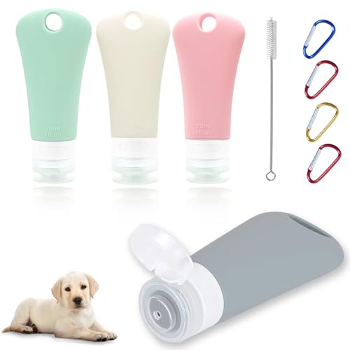 Beojonvy 4 Stück Futtertube zum Befüllen Hund, 90 ML Leberwurst Hunde Tube, Silikon Reiseflaschen, Wiederverwendbar Futtertubes Hunds für Hunde Hundetraining Als Belohnung