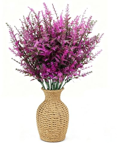 LPARMJIT 8 paquetes de flores artificiales para exteriores, plantas artificiales, maceteros colgantes, vallas, interiores y exteriores, porche, jarrón, decoración (fucsia)