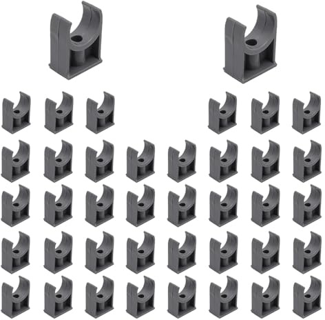 TONGIHS 40 Piezas Abrazadera de Tubo, para Tuberías de Agua, Gris | D.I.1,8 cm, PVC, resistente, resistente al desgaste, impermeable, fácil de instalar, compatible con varios tipos de tuberías